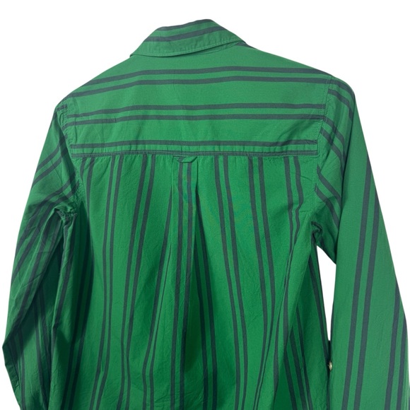Maeve Anthropologie Green & Navy Striped Button Down, Size 2 - Picture 10 of 12